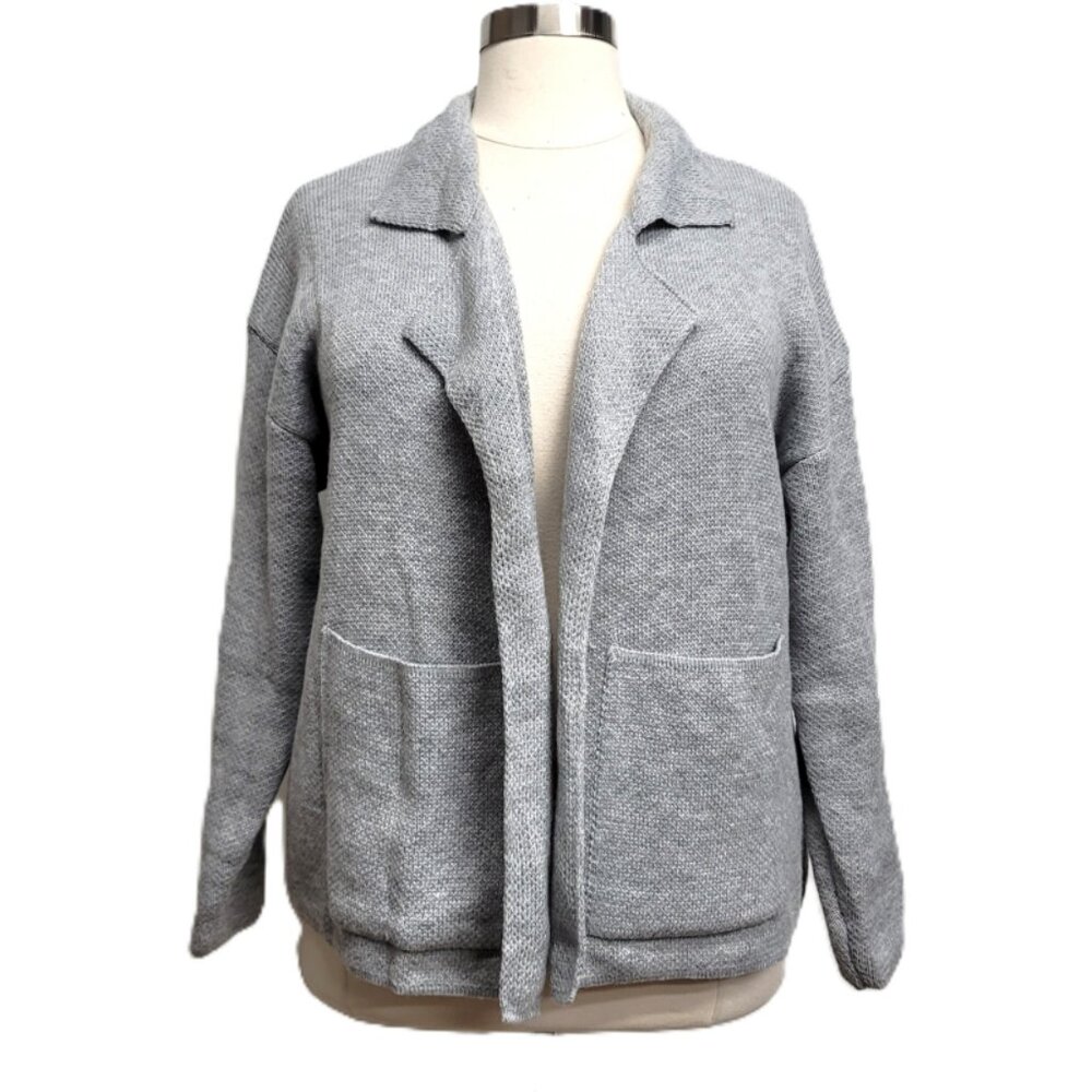 Grey Knit Open Front Cardigan Sweater XXL